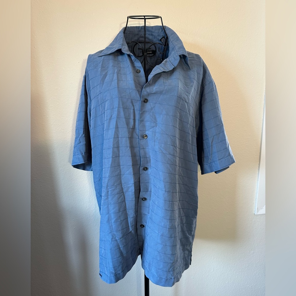 Alfani Blue Button Up Short Sleeve